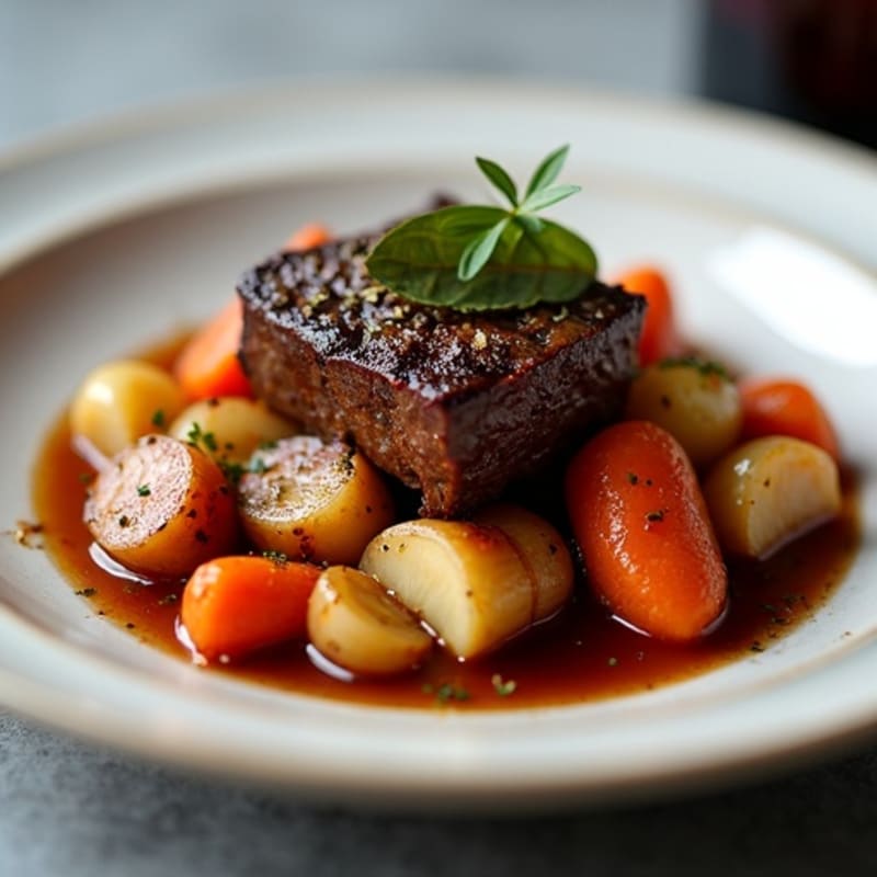 Red Wine Braised Short Ribs with Root Vegetables