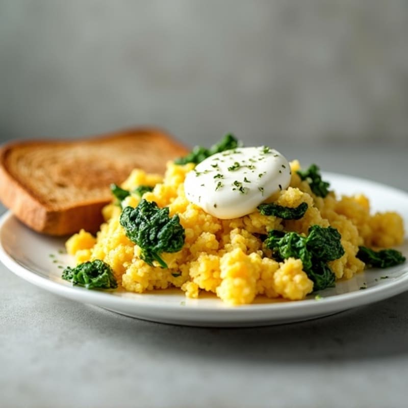 Egg White Scramble with Spinach and Cottage Cheese