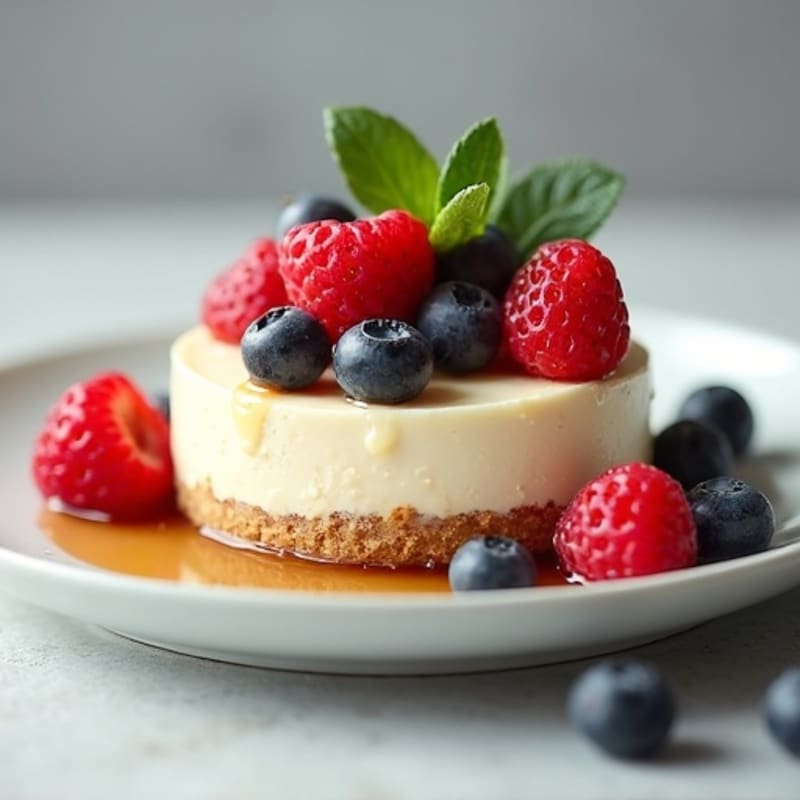 Greek Yogurt Protein Cheesecake with Mixed Berries