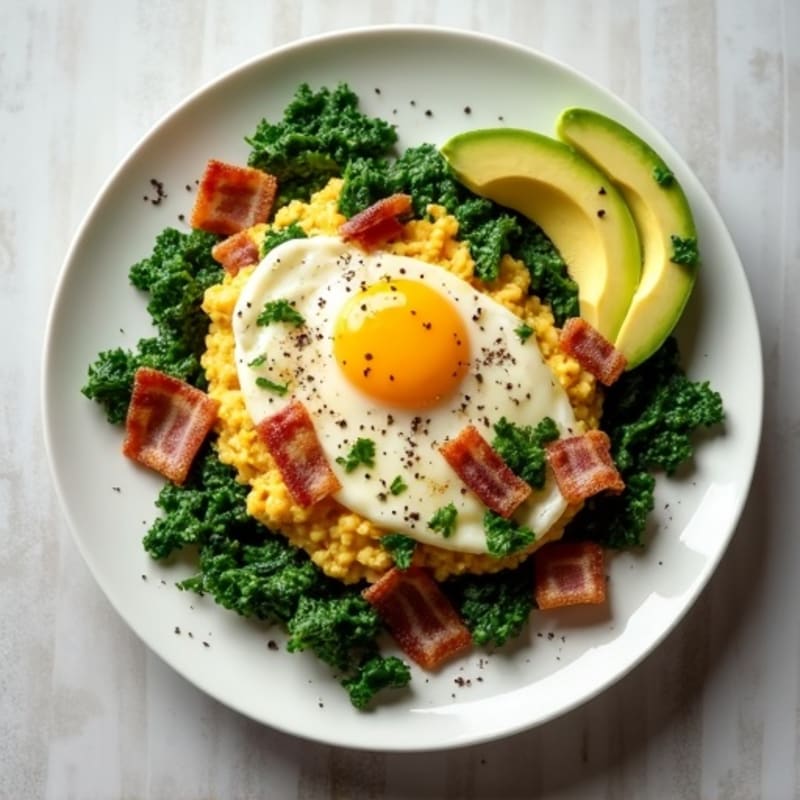Egg White Scramble with Spinach and Turkey Bacon