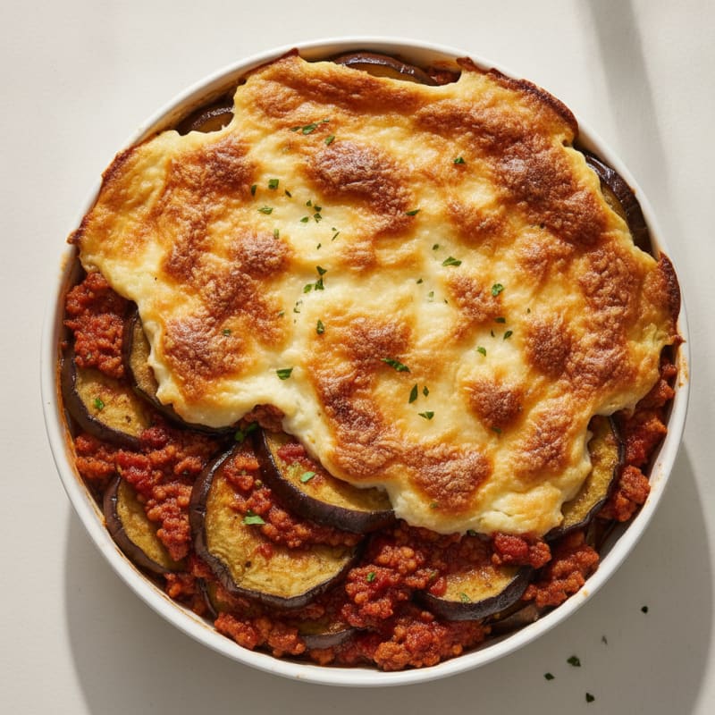 Baked Lamb Moussaka with Eggplant