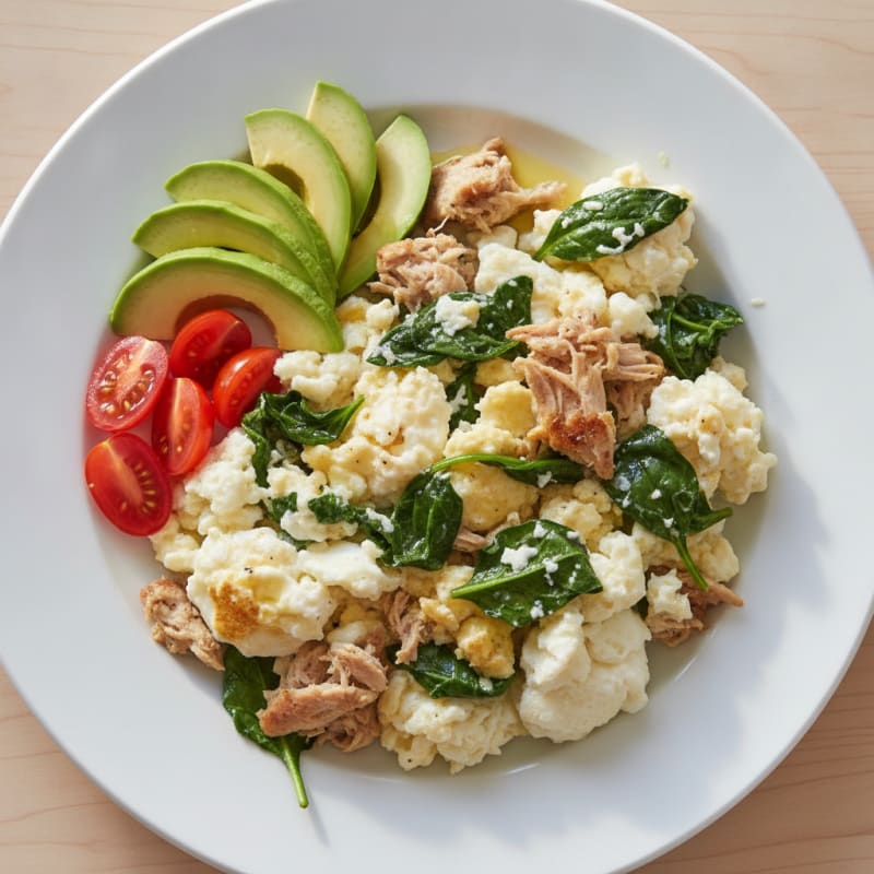 Egg White Scramble with Turkey Breast and Spinach