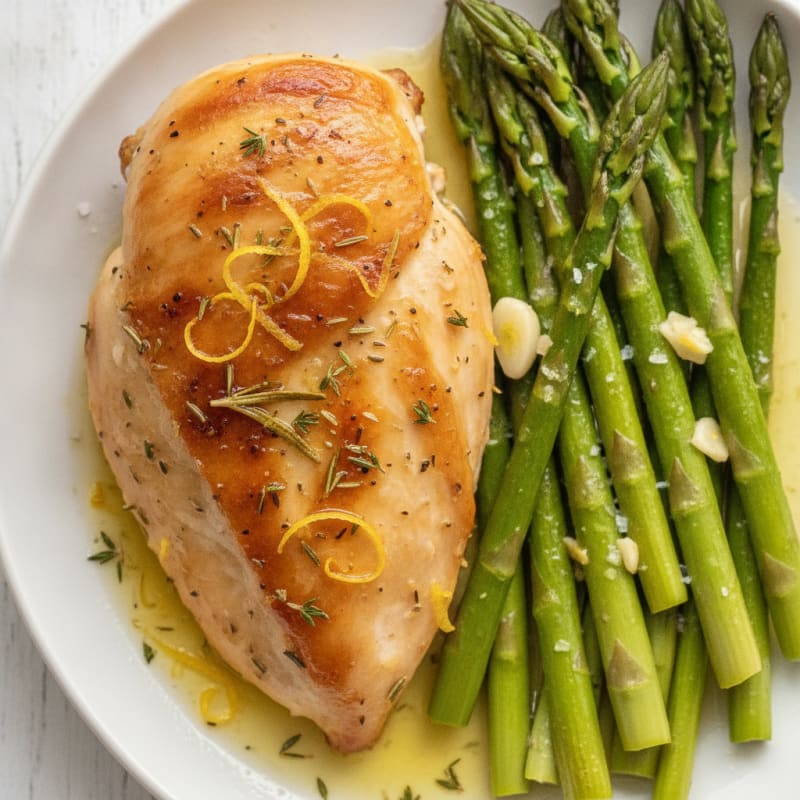 Lemon Herb Roasted Chicken with Asparagus