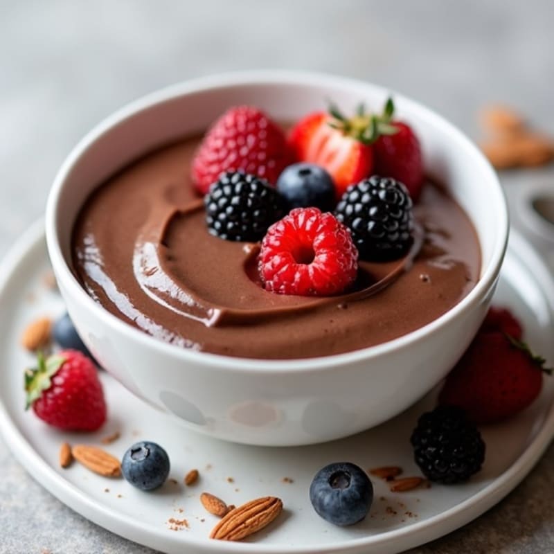 Silky Protein Chocolate Pudding with Mixed Berries