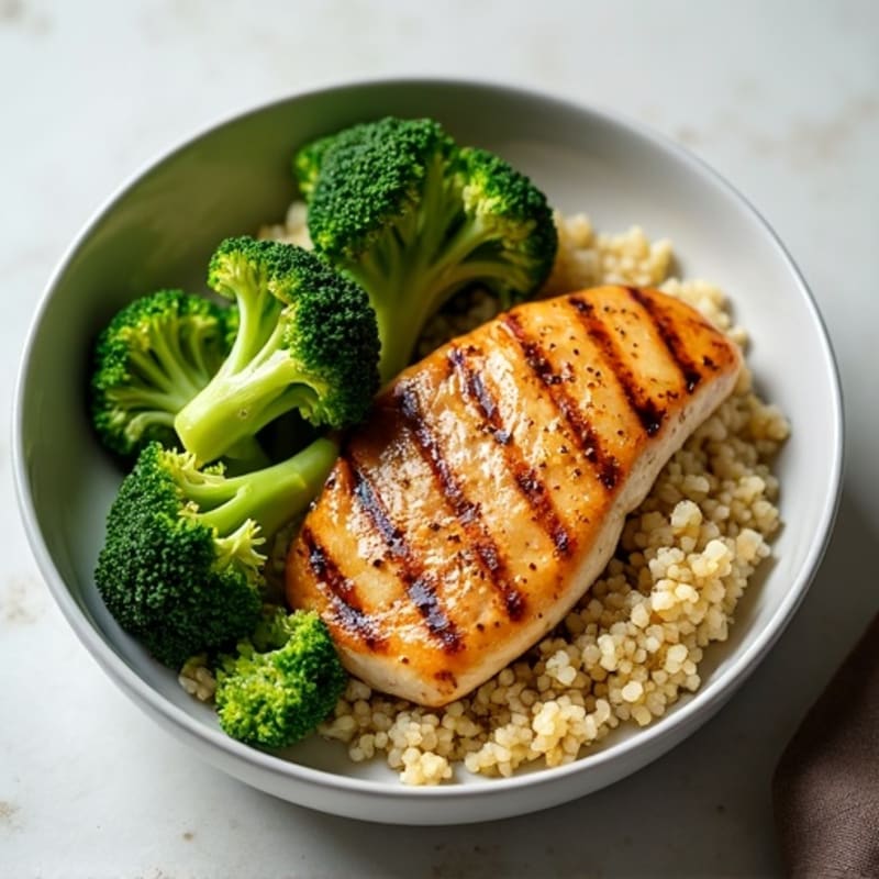 Grilled Chicken Breast with Quinoa and Steamed Broccoli