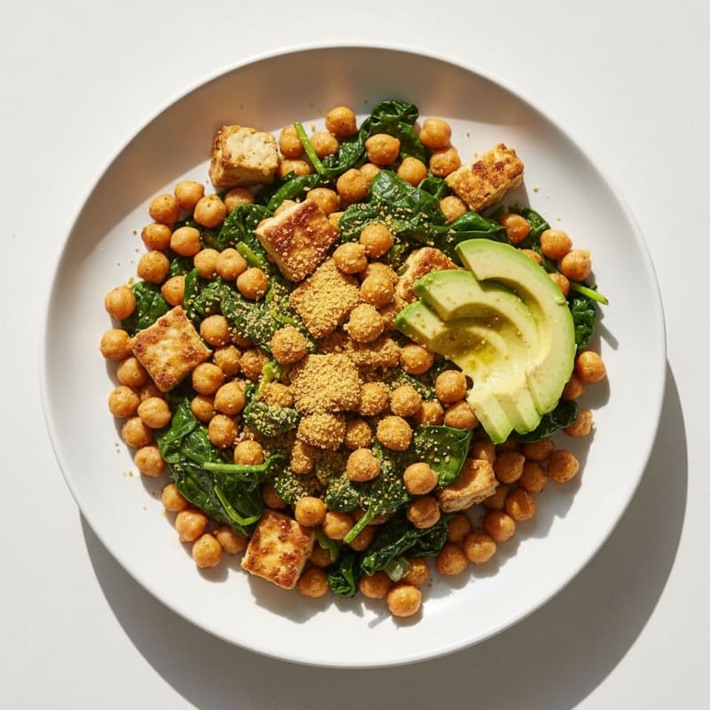 Silky Tofu Scramble with Spinach and Chickpeas