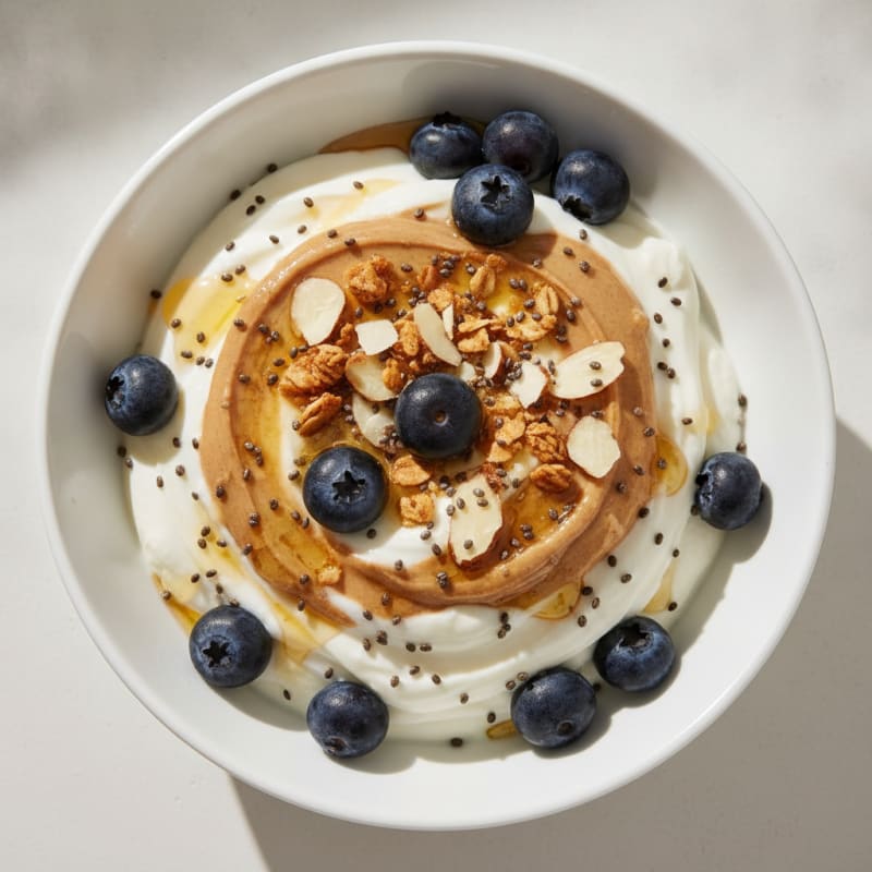 Greek Yogurt Protein Parfait with Almond Butter and Berries