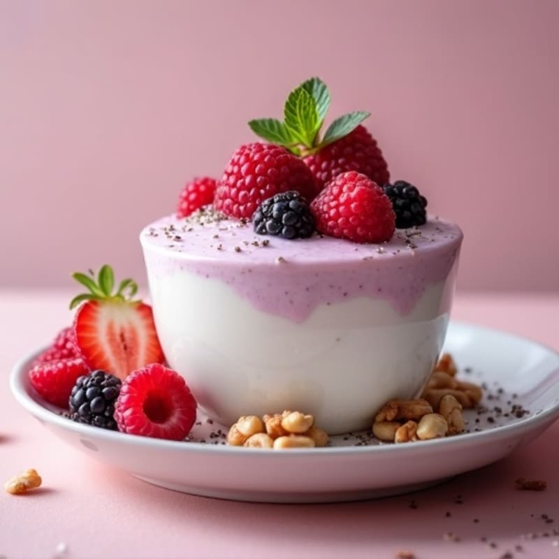 Greek Yogurt Protein Mousse with Mixed Berries