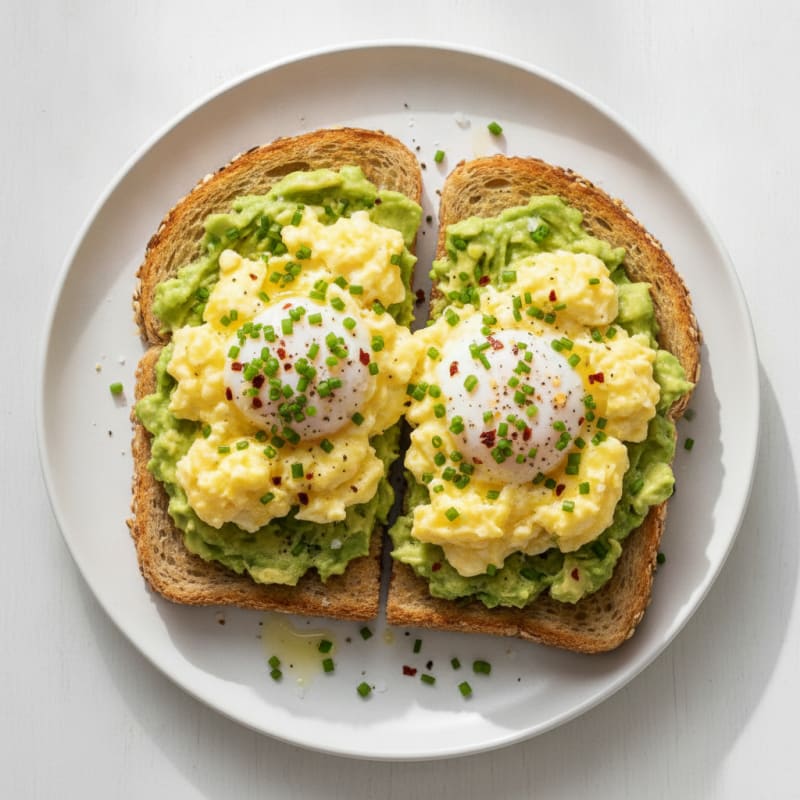 Protein-Packed Avocado Toast with Soft Scrambled Eggs