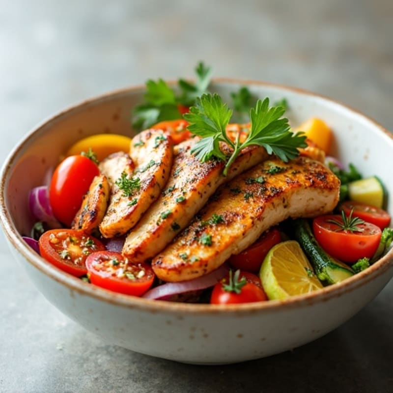 Herb-Spiced Chicken Shawarma Bowl with Roasted Vegetables