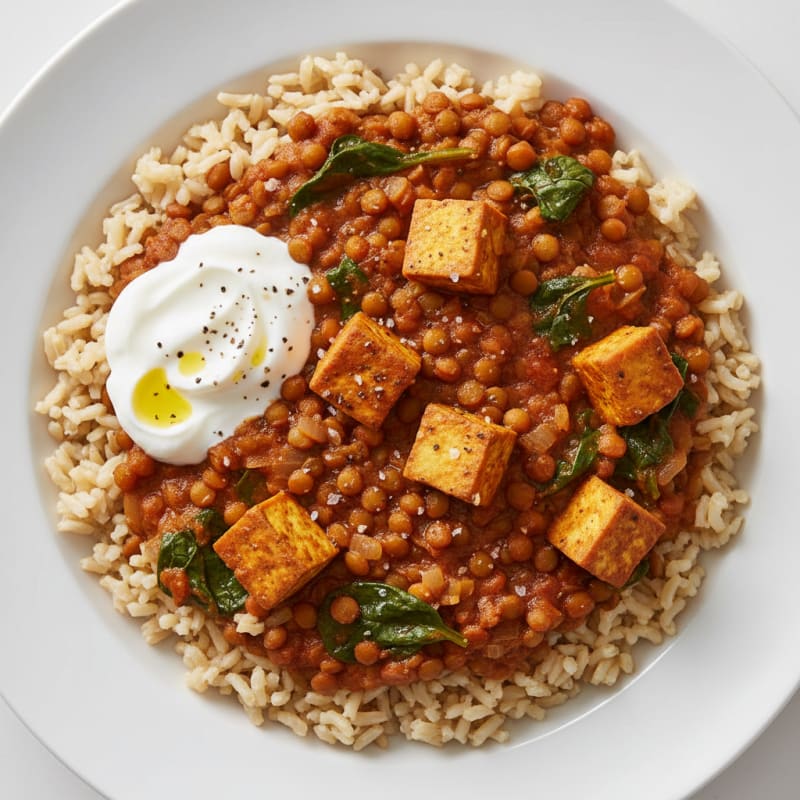Hearty Lentil Curry with Brown Rice