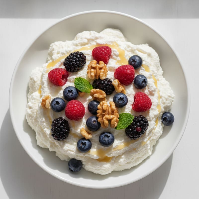 Greek Yogurt Protein Mousse with Mixed Berries