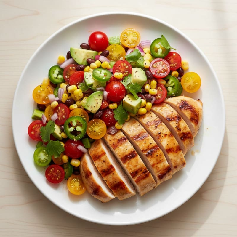 Grilled Chicken with Fresh Tomato and Corn Salsa