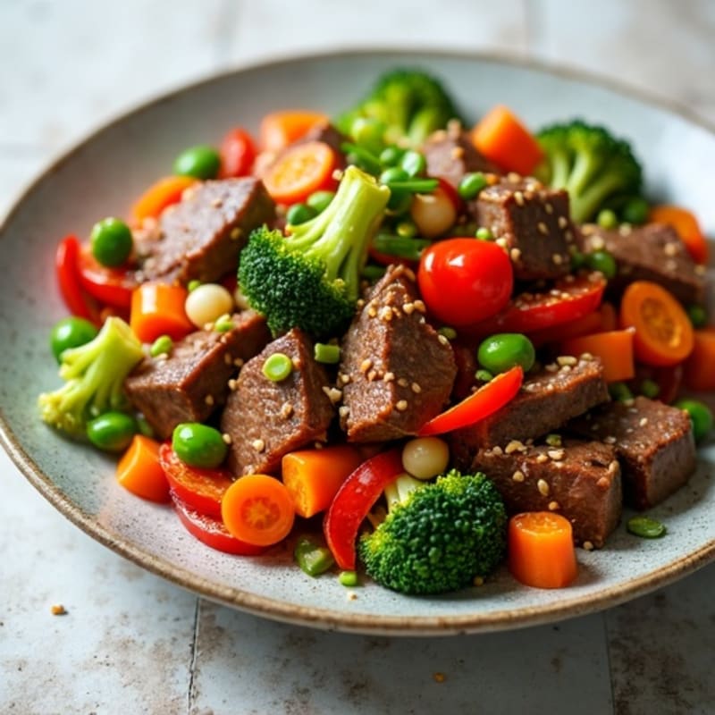 Sweet Sesame Beef Stir-fry with Crispy Vegetables