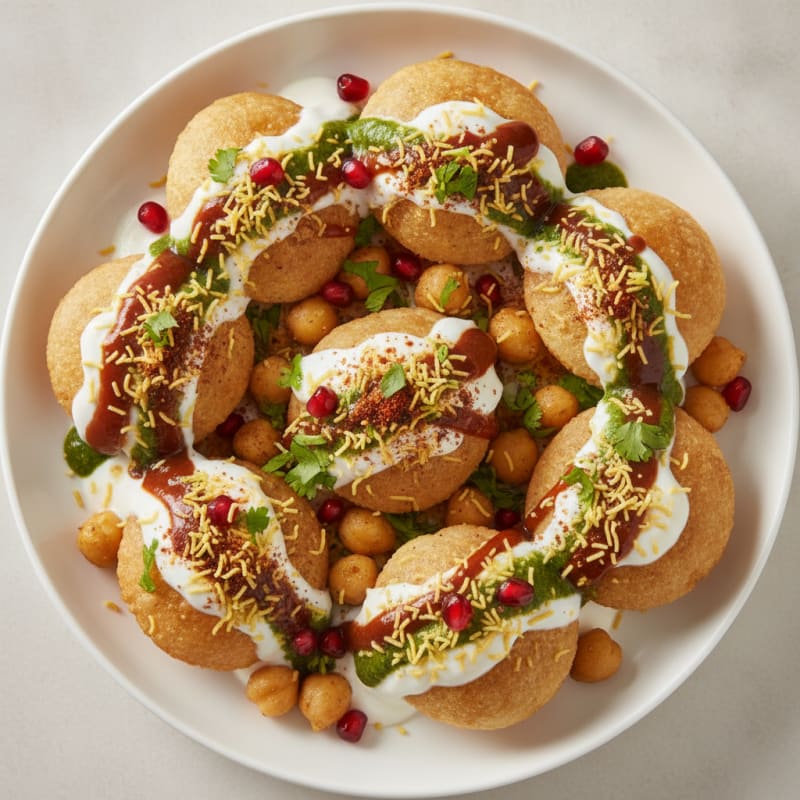 Dahi Puri Chaat with Sweet Yogurt