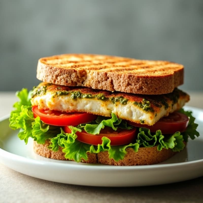Herb-Pesto Grilled Chicken Sandwich with Fresh Greens