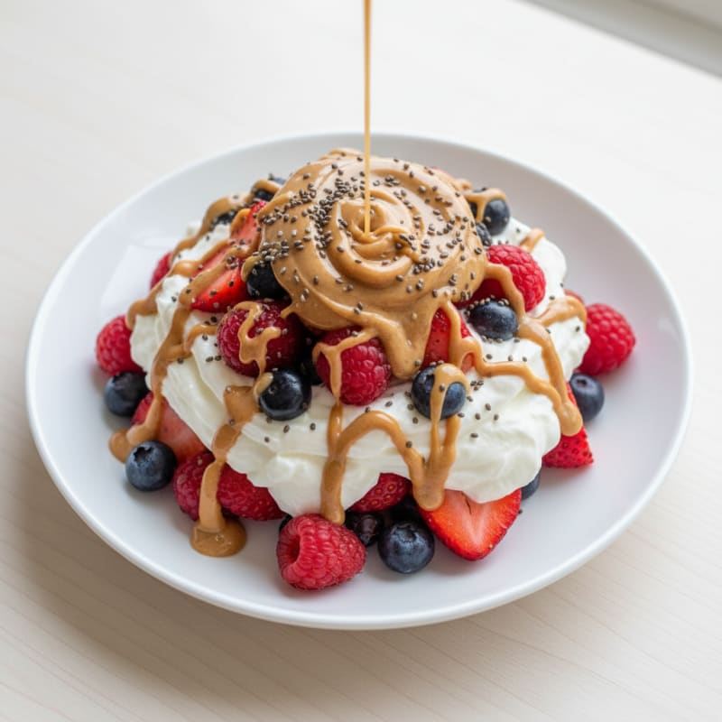 Greek Yogurt Protein Parfait with Mixed Berries and Almond Butter