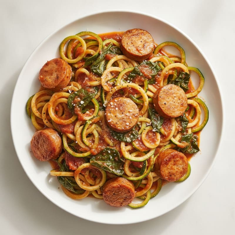 Chicken Sausage Zucchini Noodles