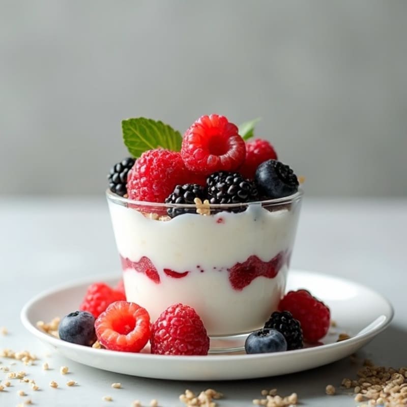 Creamy Greek Yogurt Parfait with Mixed Berries and Hemp Seeds