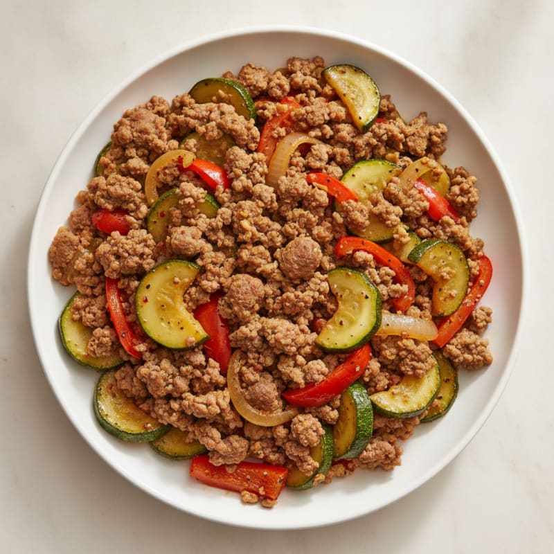 Ground Beef Skillet with Zucchini and Peppers