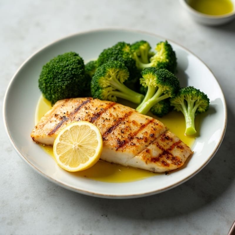 Seared Tilapia with Roasted Broccoli and Lemon