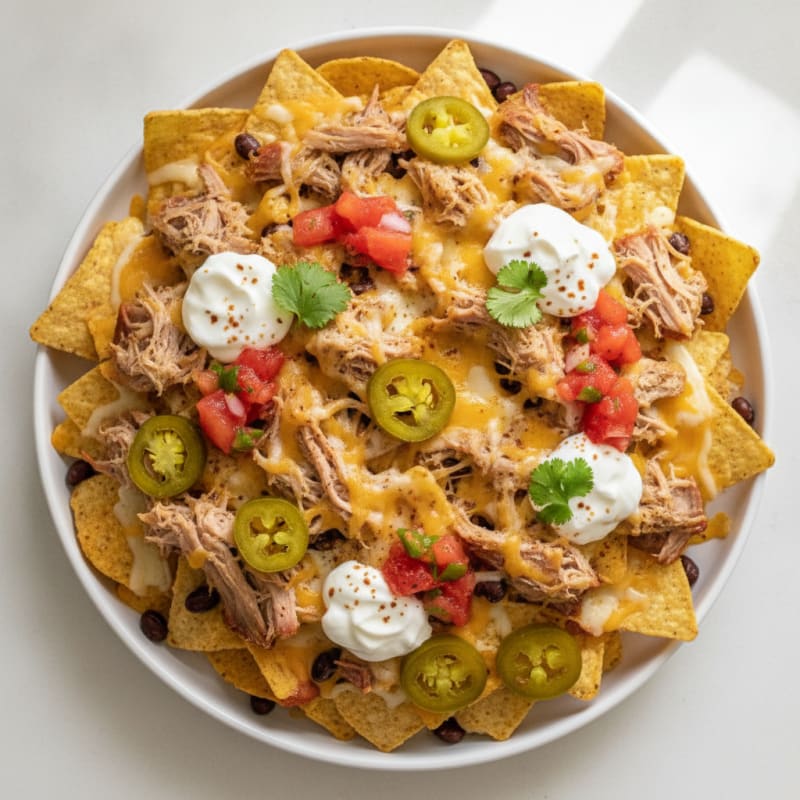 Pulled Pork Nachos with Pickled Jalapeños