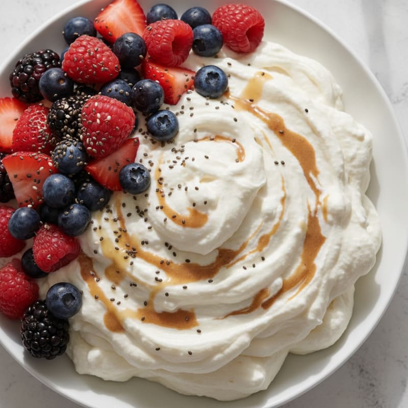 Greek Yogurt Protein Mousse with Mixed Berries