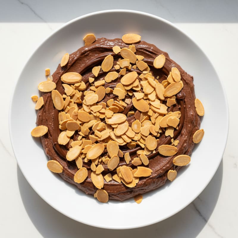 Silky Chocolate Protein Pudding with Sliced Almonds