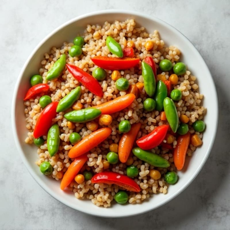 Lentil and Edamame Stir Fry with Brown Rice