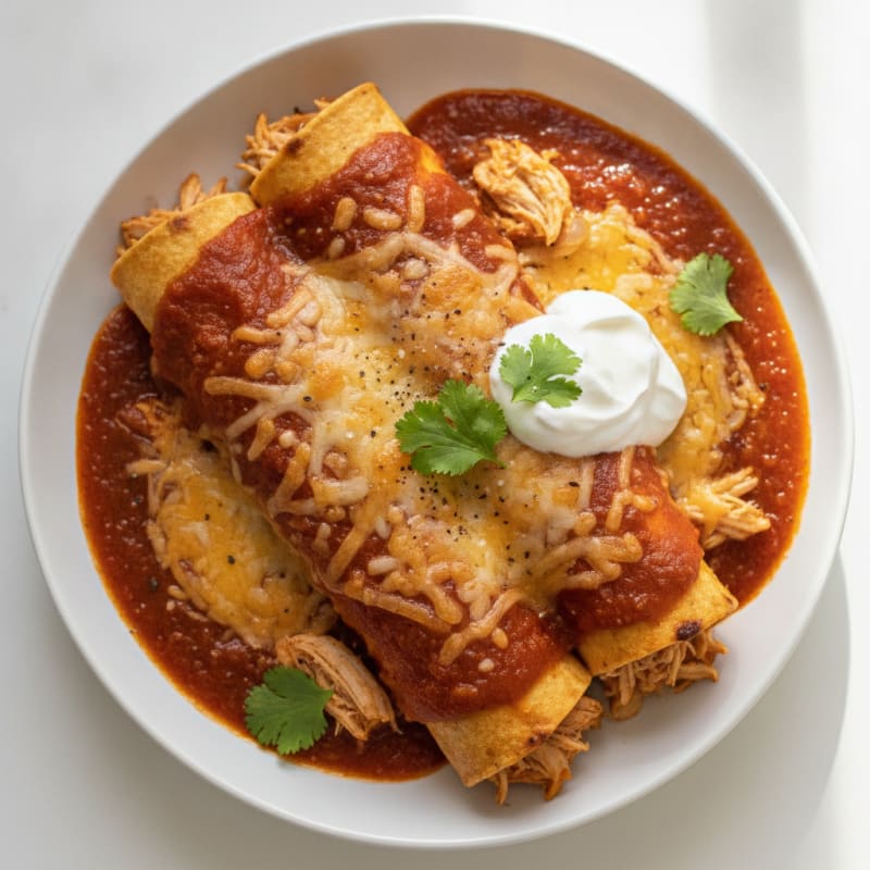 Chicken Enchiladas with Red Chili Sauce