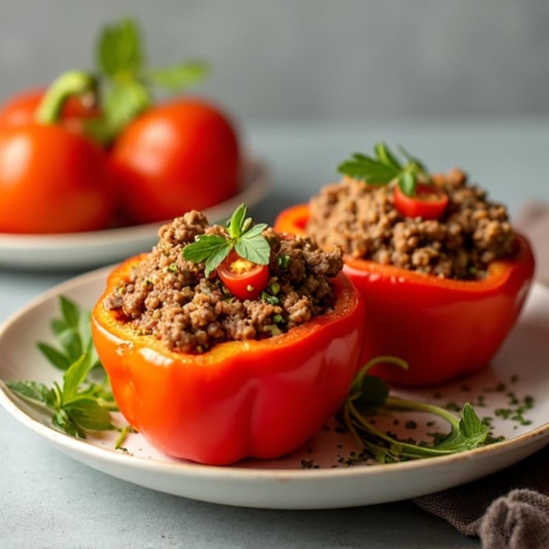 Savory Lean Ground Beef and Turkey Stuffed Bell Peppers