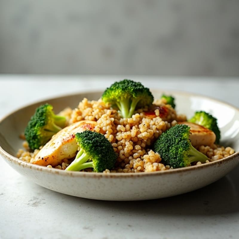 Grilled Chicken and Quinoa Salad with Roasted Broccoli