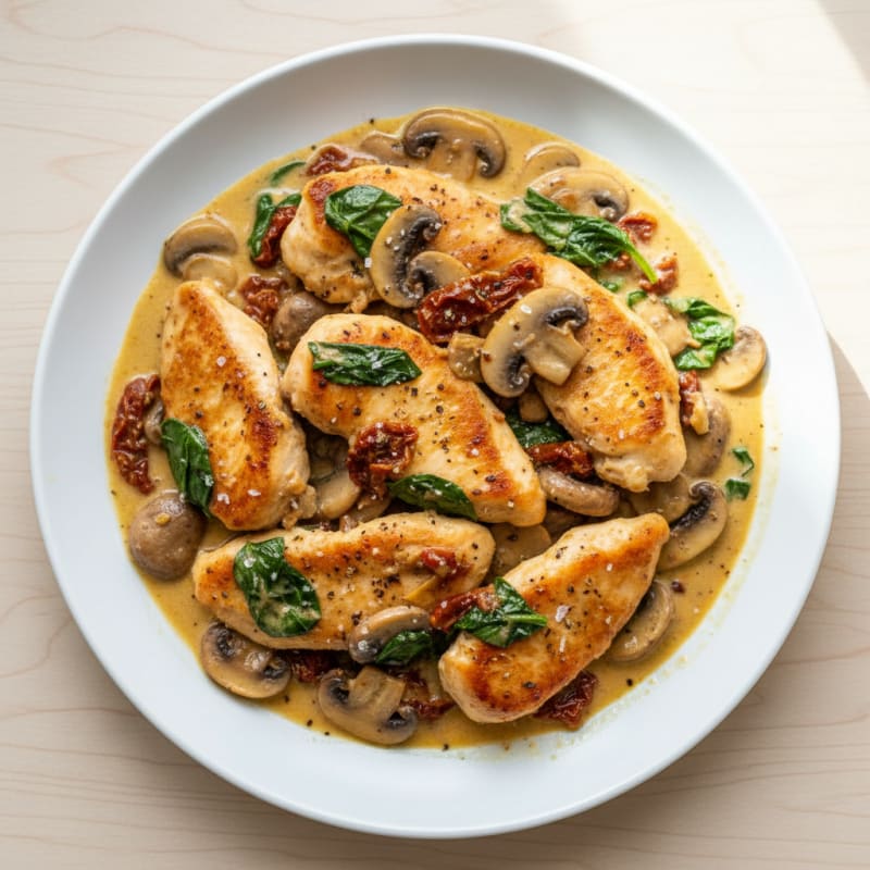 Creamy Tuscan Chicken Skillet with Mushrooms