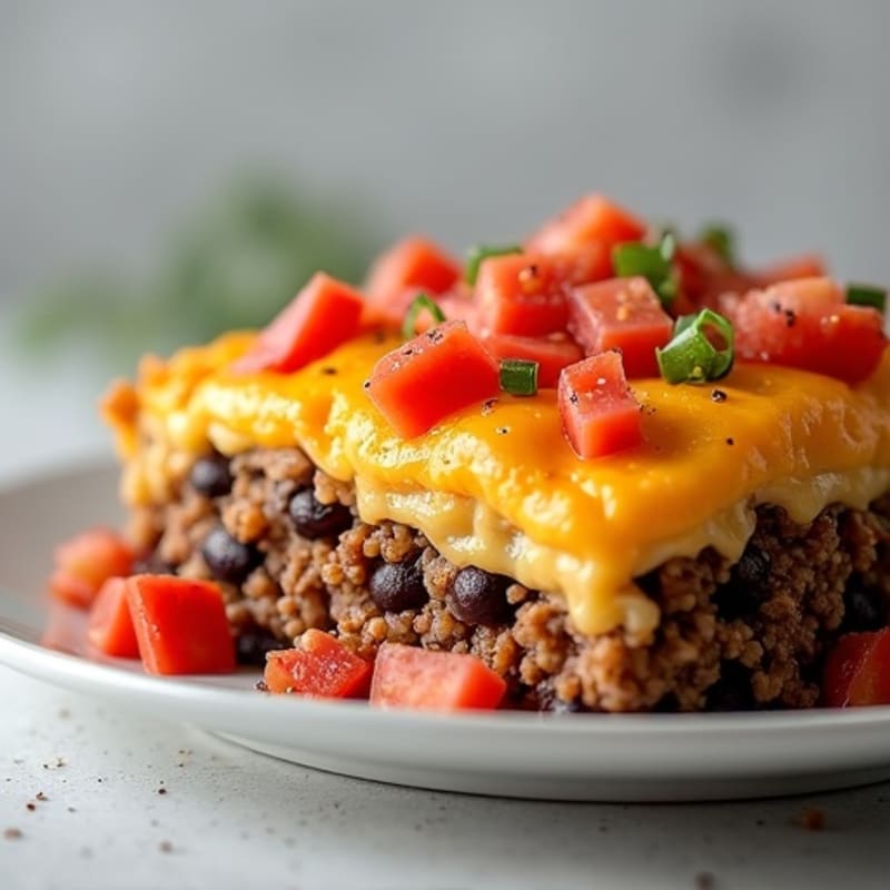 Layered Lean Beef and Black Bean Cheesy Casserole