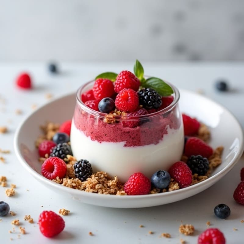 Silky Greek Yogurt Protein Parfait with Mixed Berries