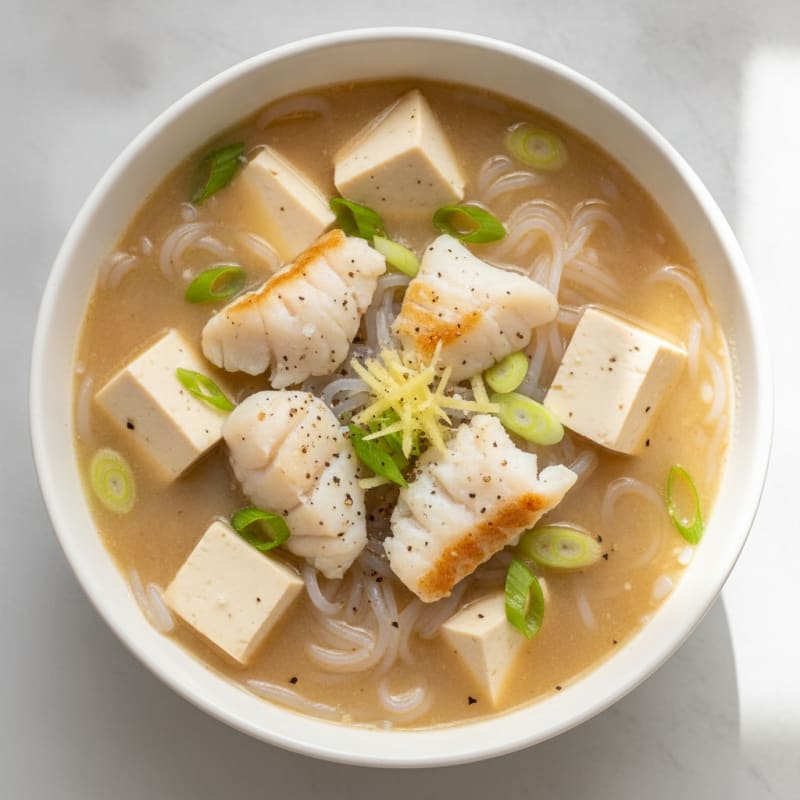 Tofu and Fish Miso Noodle Soup