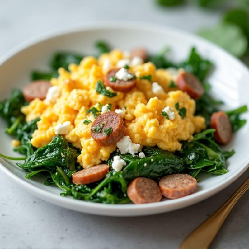 Egg White Scramble with Spinach and Turkey Sausage