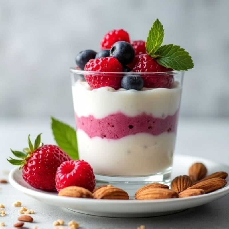 Greek Yogurt Protein Parfait with Mixed Berries and Almonds