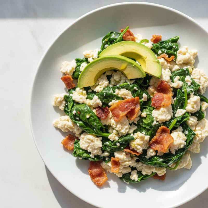 Egg White Scramble with Spinach and Turkey Bacon