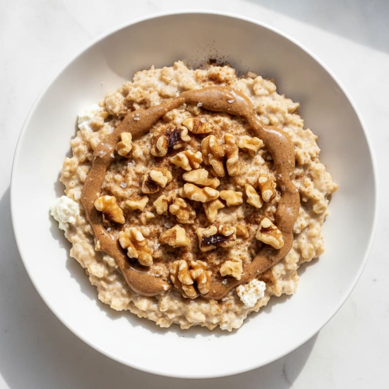 Creamy Cottage Cheese Oatmeal with Nuts