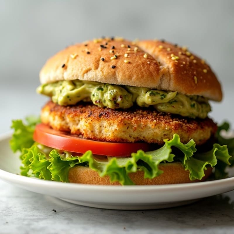 Crispy Herb-Crusted Chicken Sandwich with Avocado Spread