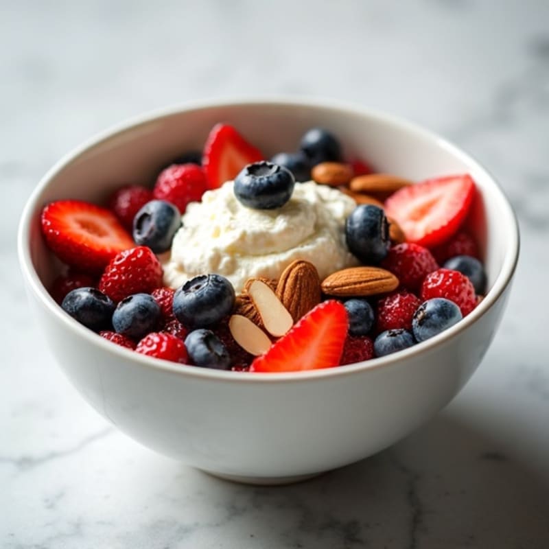Cottage Cheese Berry Bowl with Almonds and Chia