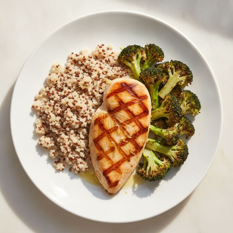 Grilled Chicken Breast with Roasted Broccoli and Quinoa