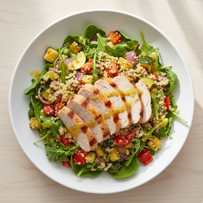 Grilled Turkey Breast Salad with Quinoa and Roasted Vegetables