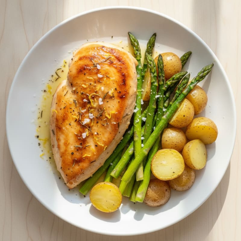 Lemon Herb Roasted Chicken with Asparagus