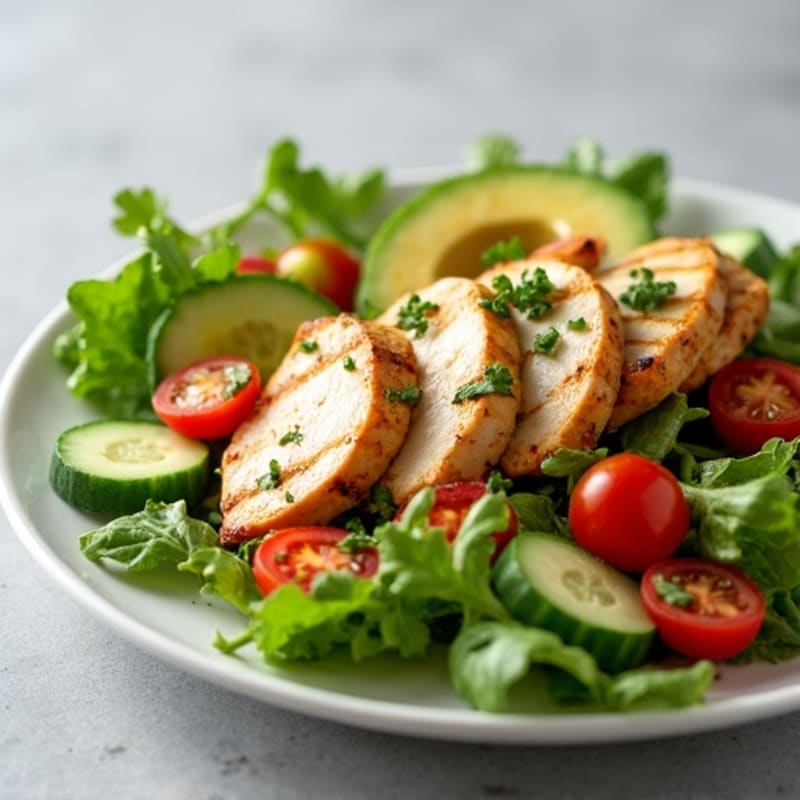 Grilled Chicken Salad with Fresh Greens and Creamy Avocado