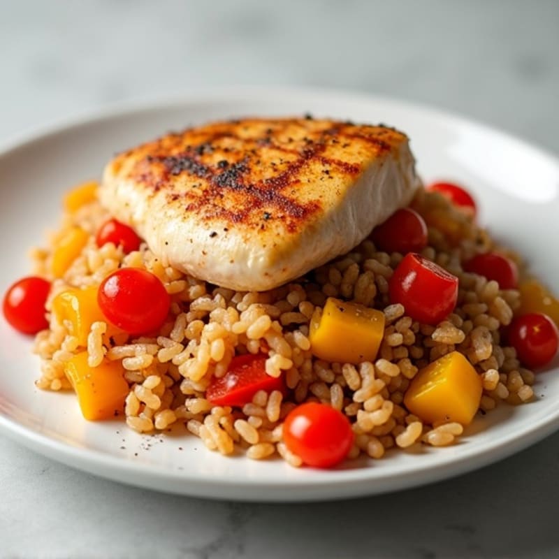 Chicken and Smoky Spiced Tomato Rice with Bell Peppers