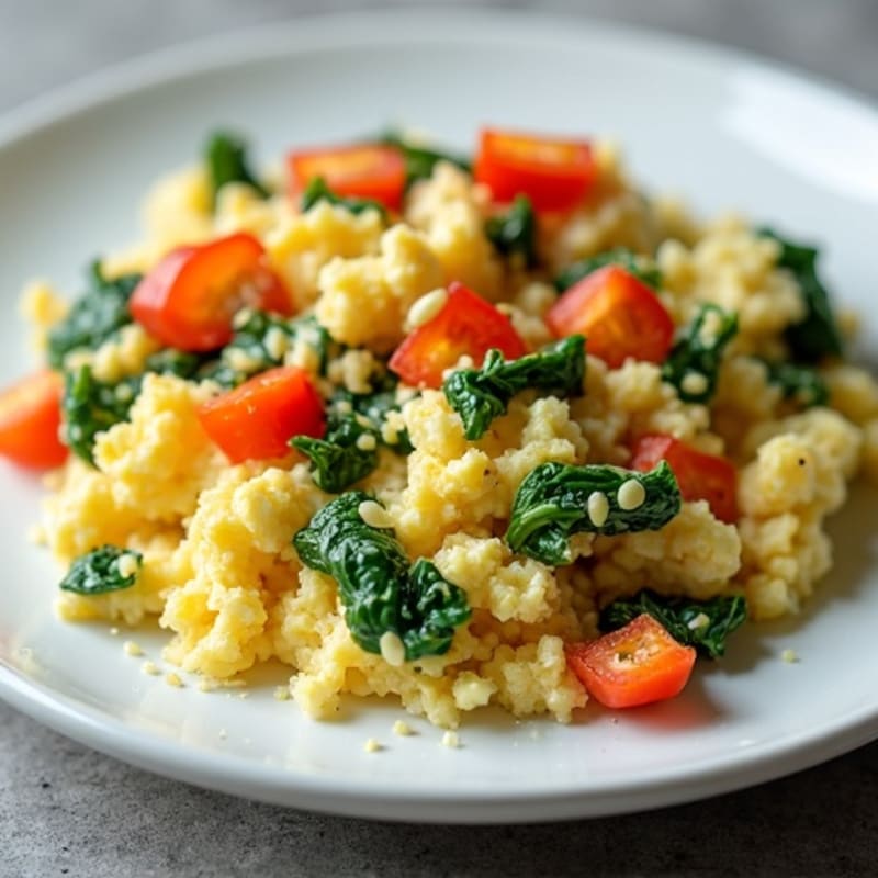 High Protein Fluffy Spinach Egg Scramble