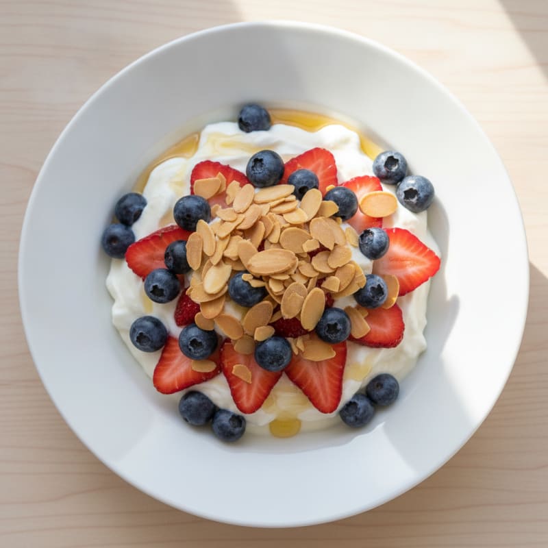 Creamy Greek Yogurt Parfait with Berries and Almonds