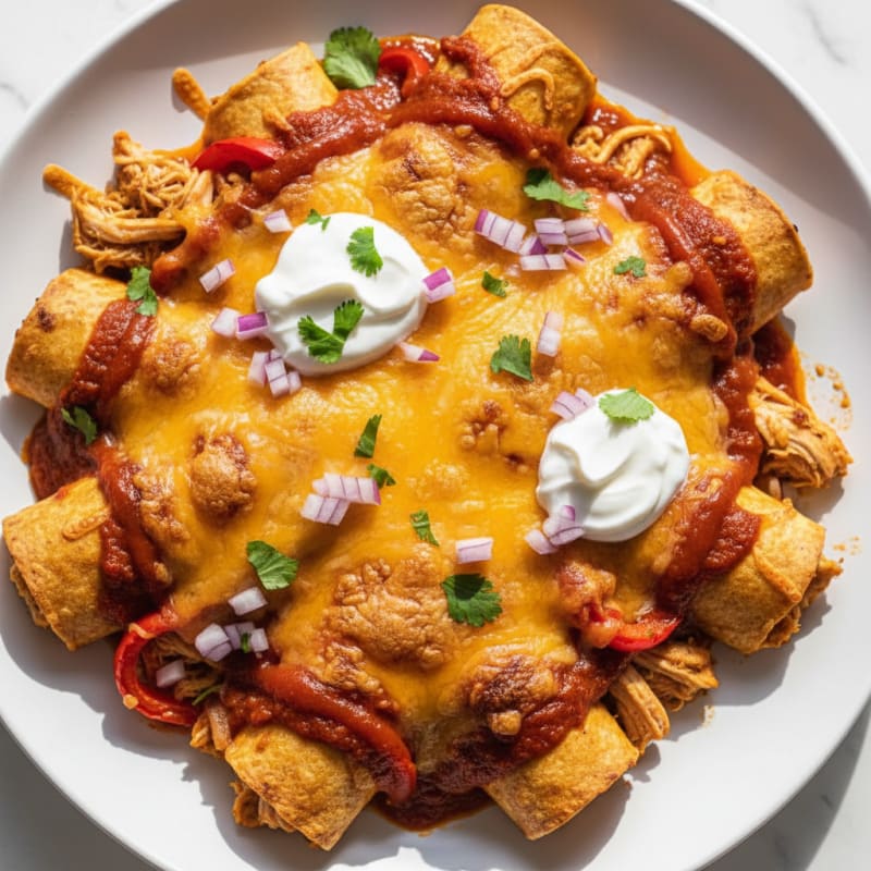 Chicken Enchiladas with Red Chili Sauce